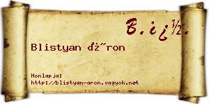 Blistyan Áron névjegykártya